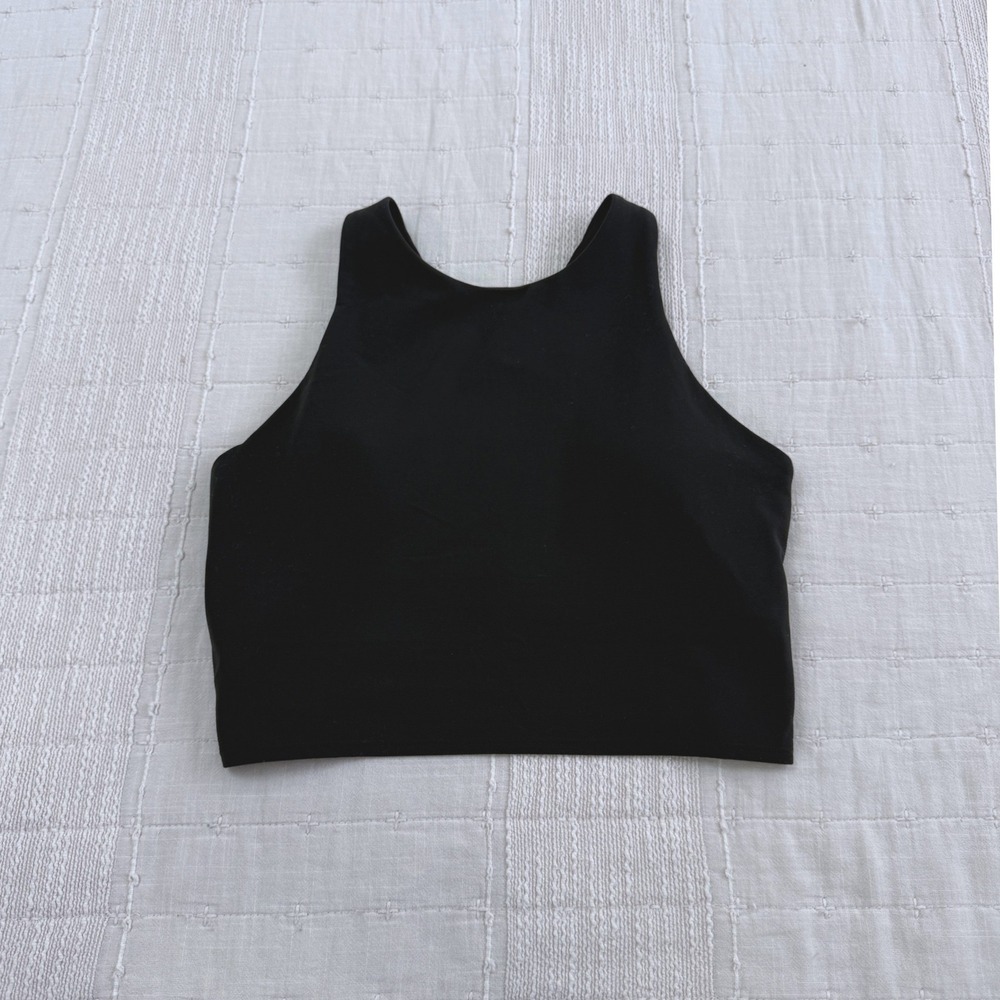 Athleta Crop Tank Top Womens S Black High Neck Athletic Yoga Workout